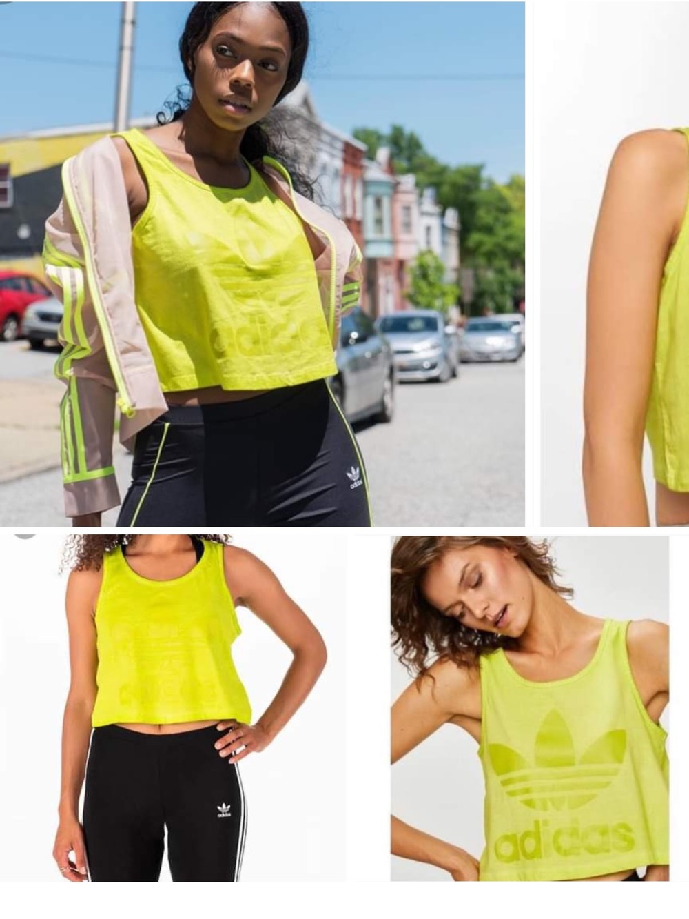 adidas Women’s Neon Lime Cropped Tank Top